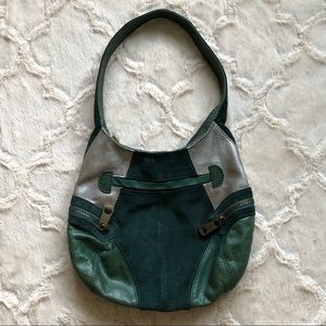 Vintage, very early 2000’s Marc Jacobs,small Green with Silver accents hobo bag.